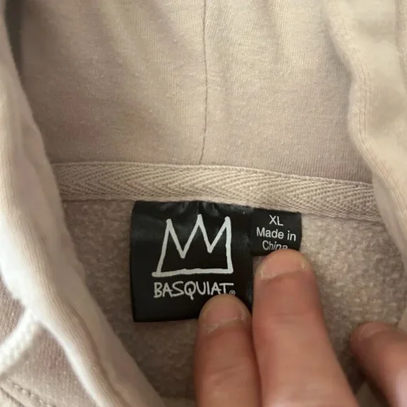 Jean Michel Basquiat Mens XL Sweatshirt Dinosaur Hoodie Streetwear Embroidered - Picture 7 of 11